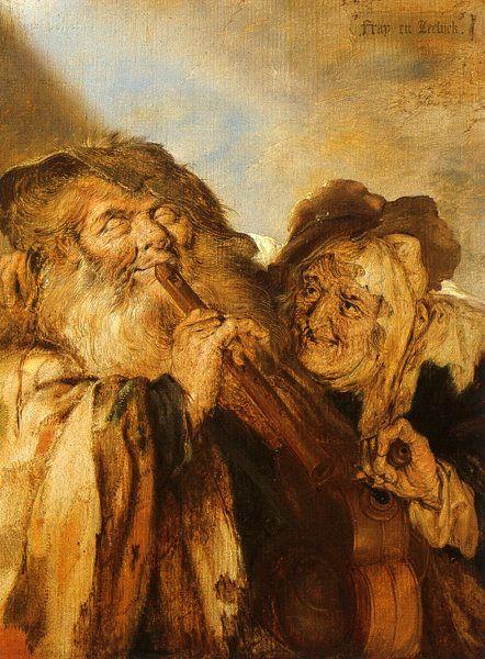 Adriaen Pietersz Vande Venne Beggars Playing Pipes and a Hurdy Gurdy